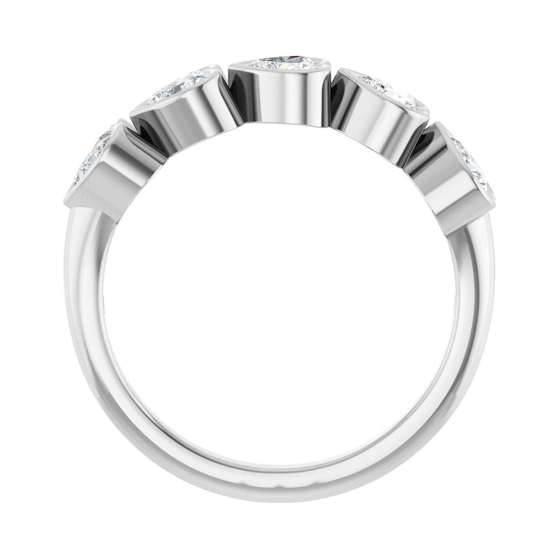 1 ct tw Five-Stone Bezel Lab Grown Anniversary Band in 14K White ... - view 2