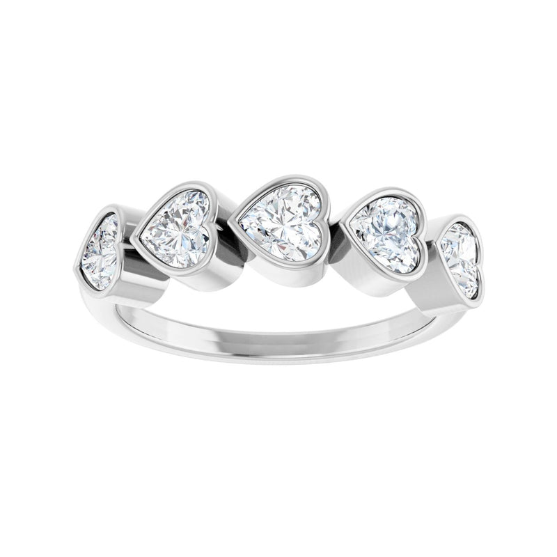 1 ct tw Five-Stone Bezel Lab Grown Anniversary Band in 14K White ... - view 3