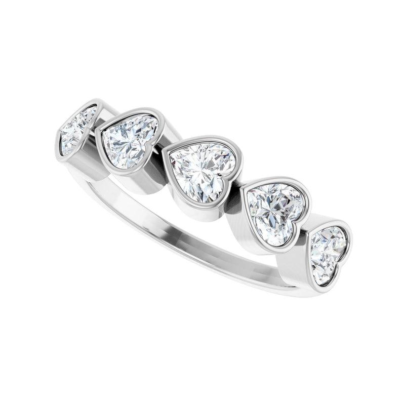 1 ct tw Five-Stone Bezel Lab Grown Anniversary Band in 14K White ... - view 5