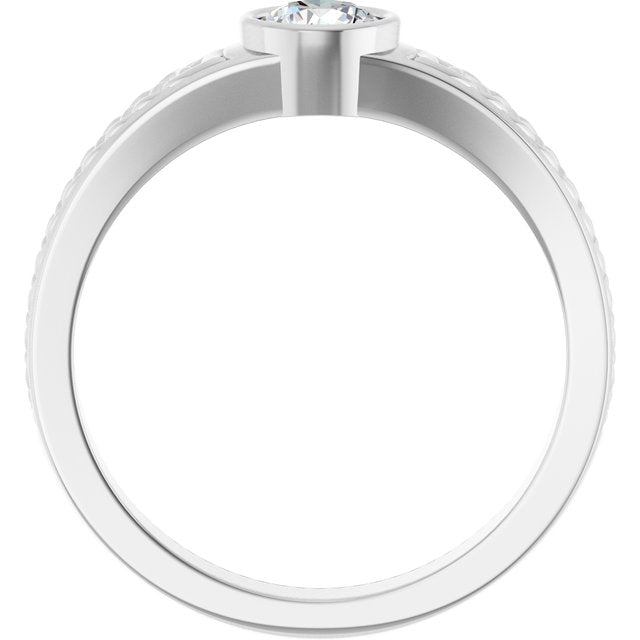 The Cedar — Celtic-Inspired Solitaire Wedding Band - view 2