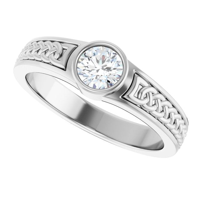 The Cedar — Celtic-Inspired Solitaire Wedding Band - view 5
