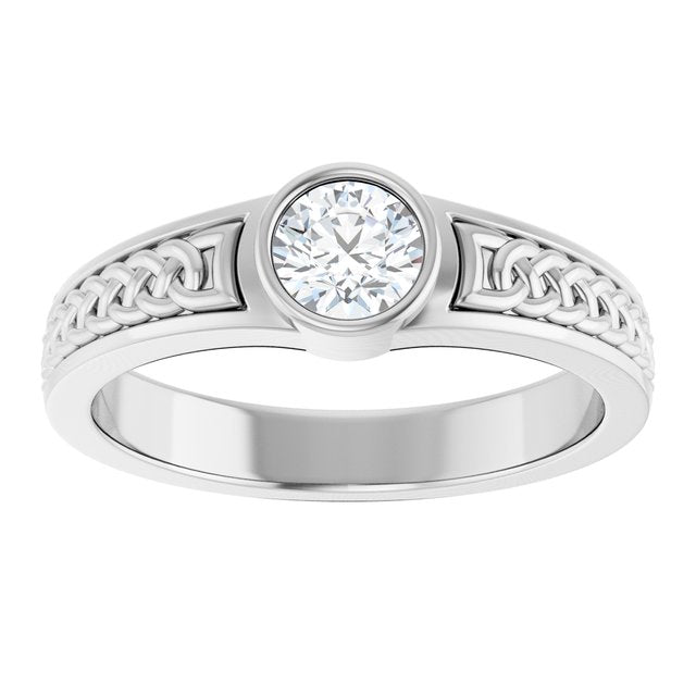 The Cedar — Celtic-Inspired Solitaire Wedding Band - view 3