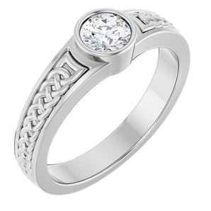 The Cedar — Celtic-Inspired Solitaire Wedding Band - view 1