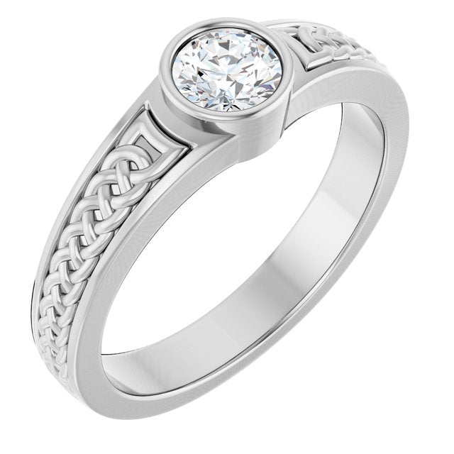 The Cedar — Celtic-Inspired Solitaire Wedding Band - view 1