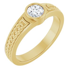 The Cedar — Celtic-Inspired Solitaire Wedding Band — Yellow Gold