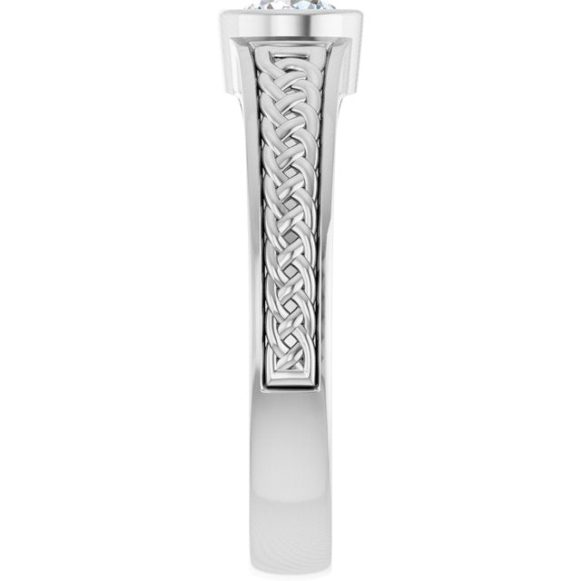 The Cedar — Celtic-Inspired Solitaire Wedding Band - view 4
