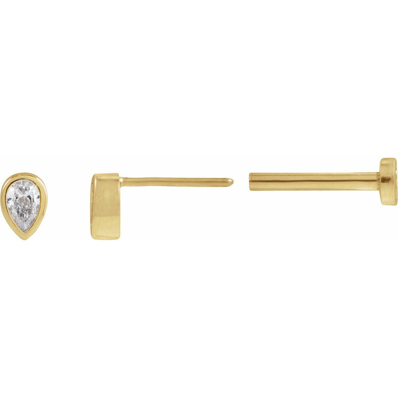 5 ct tw Pear Lab Grown Diamond Bezel Stud Earrings in 14K White G...