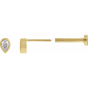 The Jehanne — Pear Bezel Stud Earrings - Rose