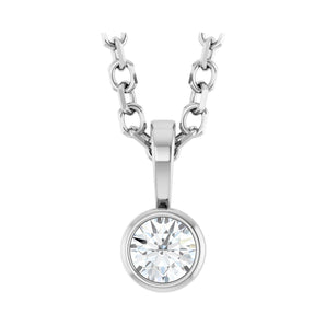 6 ct tw Solitaire Bezel Lab Grown Diamond Necklace in 14K White G...
