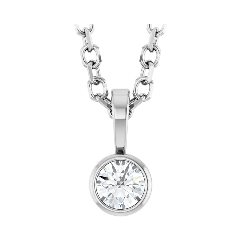 6 ct tw Solitaire Bezel Lab Grown Diamond Necklace in 14K White G...