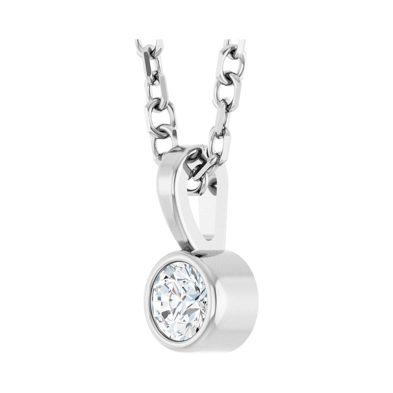 6 ct tw Solitaire Bezel Lab Grown Diamond Necklace in 14K White G... - view 2