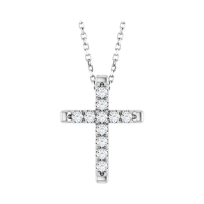 1 ct tw Cross Lab Grown Diamond Necklace in 14K White Gold (18")...