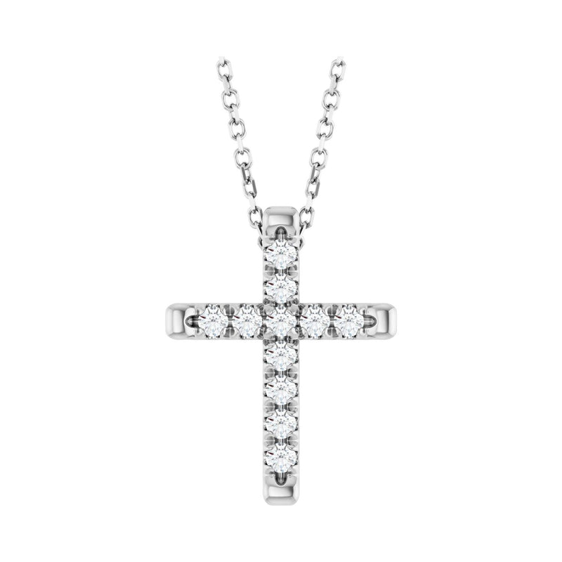 1 ct tw Cross Lab Grown Diamond Necklace in 14K White Gold (18")...
