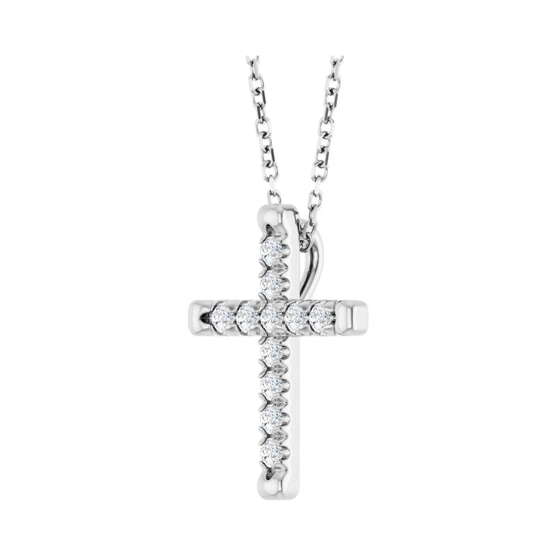 1 ct tw Cross Lab Grown Diamond Necklace in 14K White Gold (18")... - view 2
