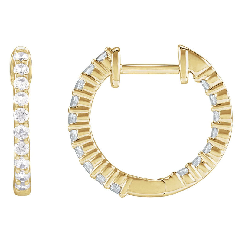 1 ct tw Round Lab Grown Diamond Hoop Earrings in 14K White Gold...