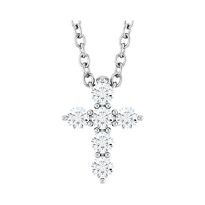 1 ct tw Accented Cross Lab Grown Diamond Necklace in 14K White Go...