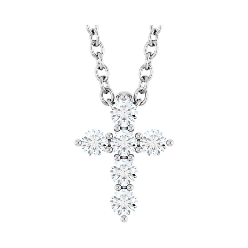 1 ct tw Accented Cross Lab Grown Diamond Necklace in 14K White Go...