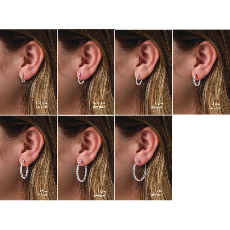 1 ct tw Round Lab Grown Diamond Hoop Earrings in 14K White Gold... - view 5