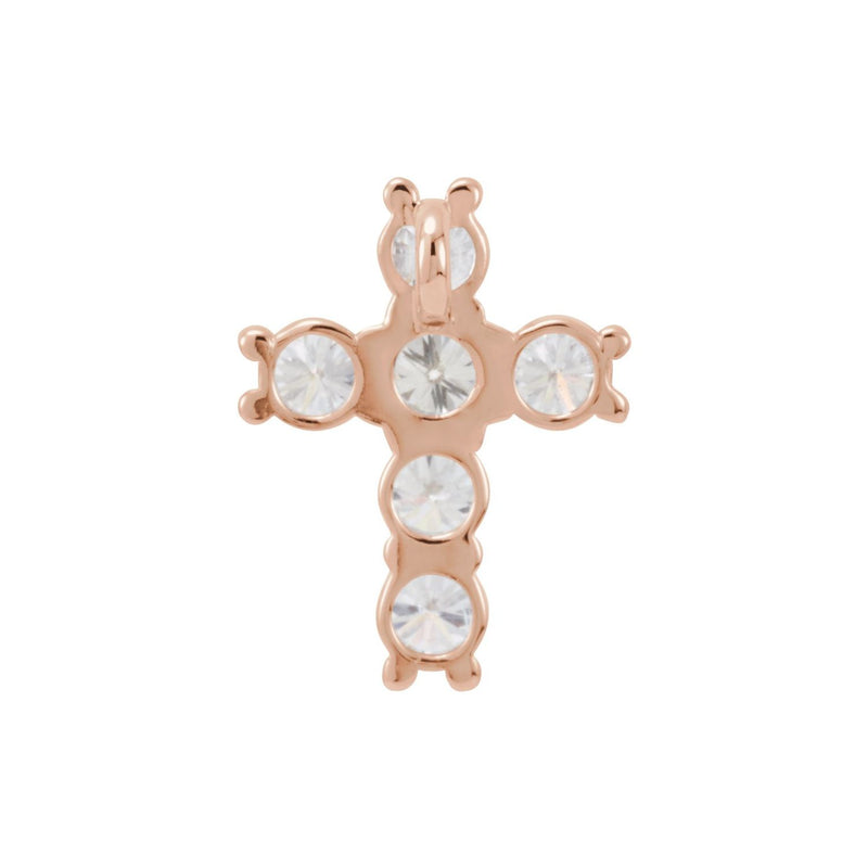 1 1/6 ct Round Lab Grown Diamond Cross Pendant in 14K White Gold... - view 3
