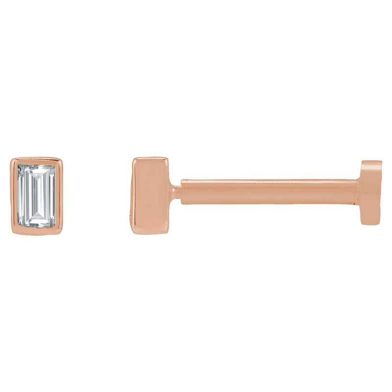 3 ct tw Straight Baguette Lab Grown Diamond Bezel Stud Earrings i...