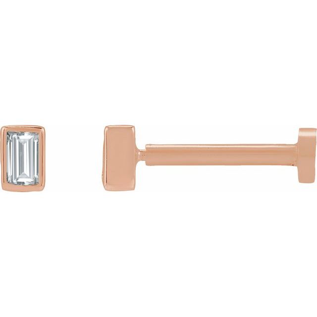 The Quenby — Straight Baguette Bezel Stud Earrings - Rose