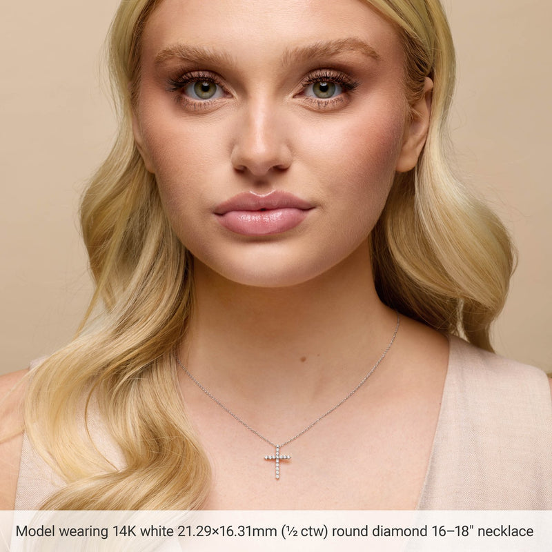 3 ct tw Accented Cross Lab Grown Diamond Necklace in 14K White Go... - view 3