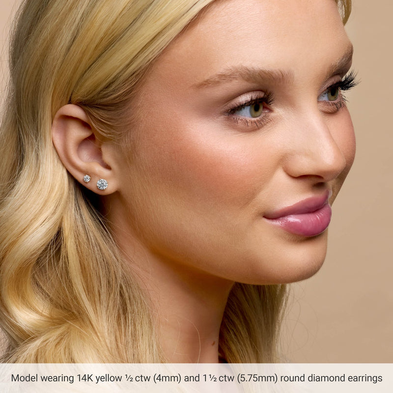 1 ct tw Round Lab Grown Diamond Stud Earrings in 14K White Gold... - view 3