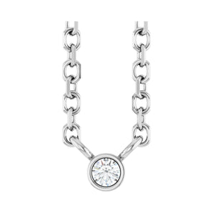15 ct tw Solitaire Bezel Lab Grown Diamond Necklace in 14K White ...