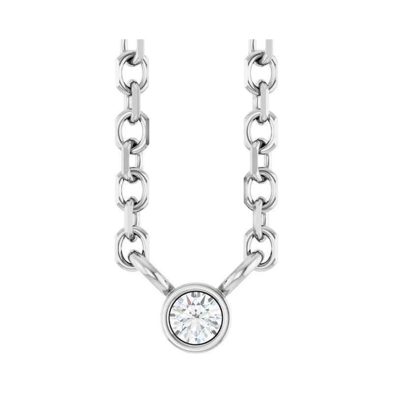 15 ct tw Solitaire Bezel Lab Grown Diamond Necklace in 14K White ...