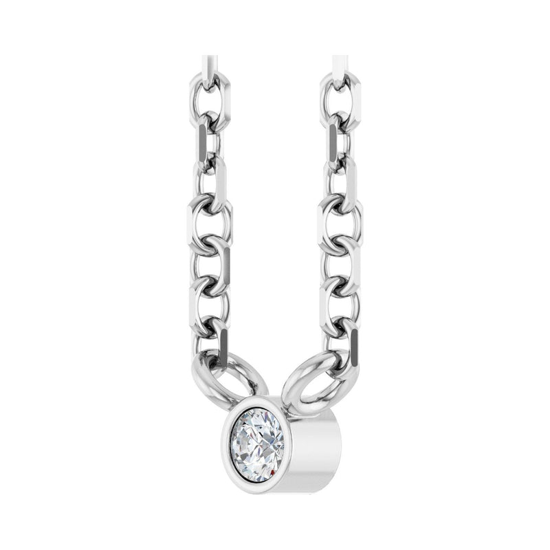 15 ct tw Solitaire Bezel Lab Grown Diamond Necklace in 14K White ... - view 2