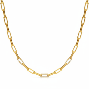 1 3/8 ctw 17 Inch Dia Paper Clip Necklace — Yellow Gold