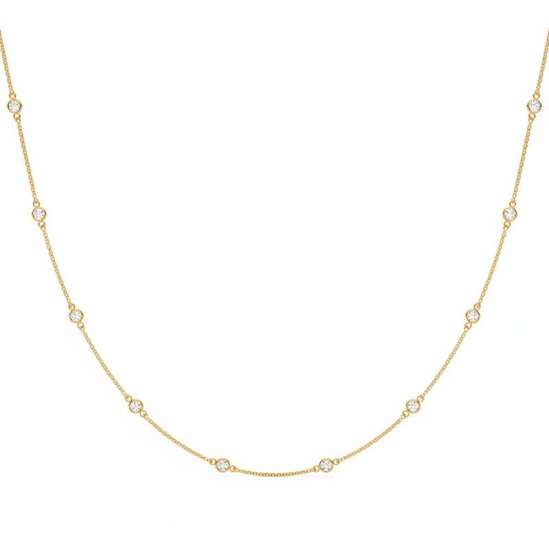1 1/2 ctw 18 10 Station Dia Necklace — Yellow Gold