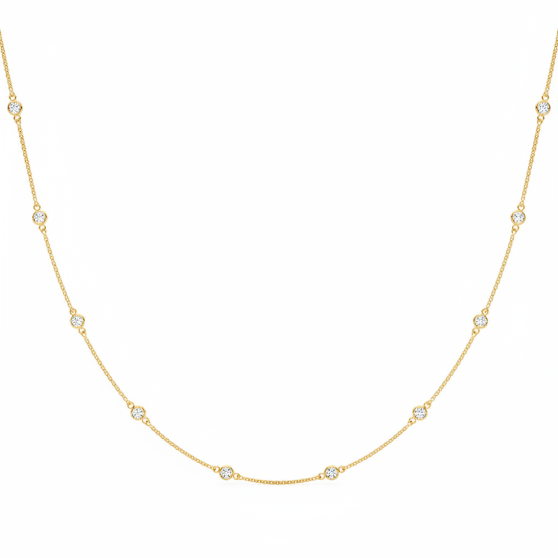 1 ctw 18 10 Station Dia Necklace — Yellow Gold