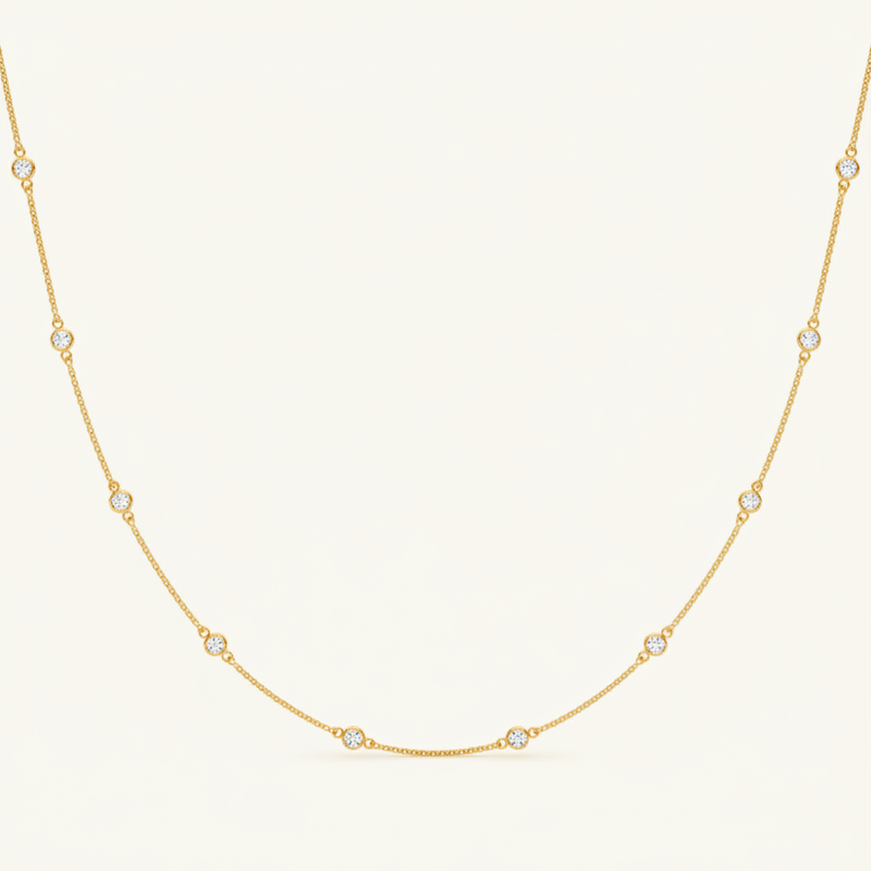 2 ctw 18 10 Station Dia Necklace — Yellow Gold