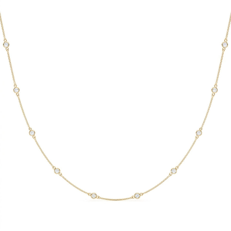2 ctw 18 10 Station Dia Necklace — Yellow Gold
