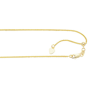10K Gold 1.0mm Adjustable Wheat Chain 