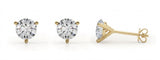(2 Cttw) 1ct 3 Prong Wire Stud Earring — Yellow Gold