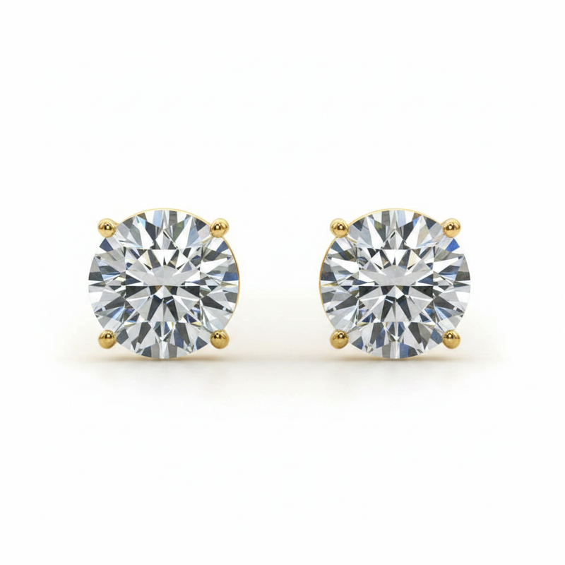(2 Cttw) 1ct 4 Prong Wire Stud Earring — Yellow Gold