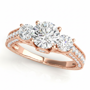 2 ctw Round Three Stone Engagement Ring (50509-E) — Rose Gold