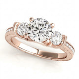 2 ctw Round Three Stone Engagement Ring (50529-E) — Rose Gold
