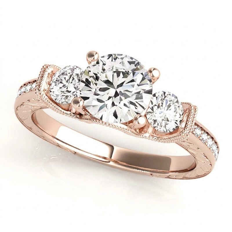 2 ctw Round Three Stone Engagement Ring (50529-E) — Rose Gold