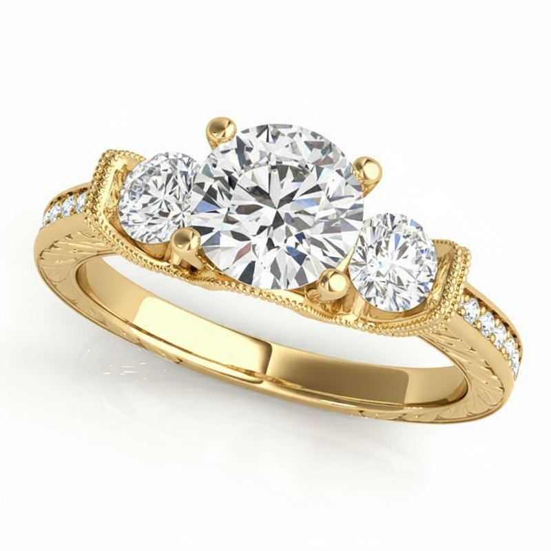 2 ctw Round Three Stone Engagement Ring (50529-E) — Yellow Gold