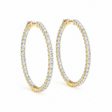 3/4 ctw 2 Inch 4 Prong Round Hoop — 50mm — Yellow Gold