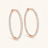 3/4 ctw 2 Inch 4 Prong Round Hoop — 50mm — Rose Gold