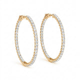 3/4 ctw 2 Inch 4 Prong Round Hoop — 50mm — Yellow Gold