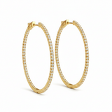 7/8 ctw 2 Inch 4 Prong Round Hoop — 52mm — Yellow Gold