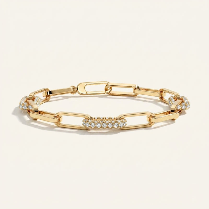 1 1/8 ctw 2 Paper Clip Bracelet — Yellow Gold