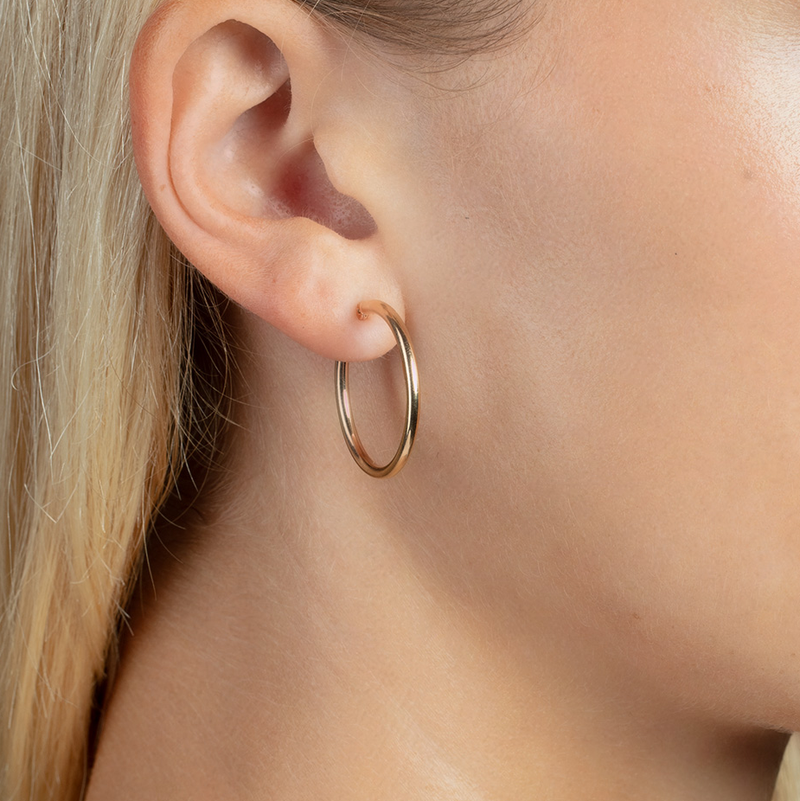 14K Gold 2x25mm Hoops