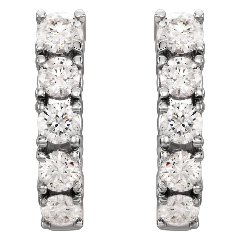 1 1/2 ct tw Round Lab Grown Diamond Accented J-Hoop Earrings in 1... - view 2