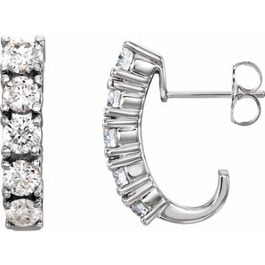 1 1/2 ct tw Round Lab Grown Diamond Accented J-Hoop Earrings in 1...
